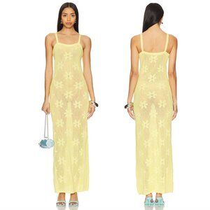 NEW BEACH RIOT Conrad Maxi Dress in Butter Blossom Yellow Knit Cotton Medium M